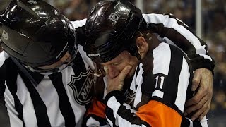 NHL Refs Getting Hit [upl. by Polinski]