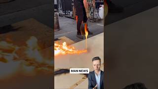 Man Ladles Molten Glass  Man News via jonahward on ig glass satisfying oddlysatisfying react [upl. by Enelez]