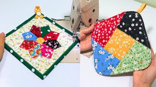 Beautiful DIY Potholders for The Kitchen  Patchwork For Beginners [upl. by Aidnyl]