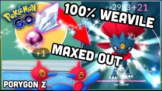 100 IV WEAVILE MAXED OUT IN POKEMON GO  SINNOH STONE BATTLES  WEAVILE VS PORYGON Z [upl. by Hnahk]