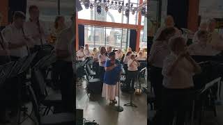 Evelyn Stewart singing the National Anthem with the Allentown Band in Bethlehem Pennsylvania [upl. by Jameson]