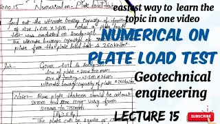 plate load test numerical  soil mechanics  lecture 15 [upl. by Ludwig]