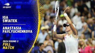 Iga Swiatek vs Anastasia Pavlyuchenkova Full Match  2024 US Open Round 3 [upl. by Diraf]