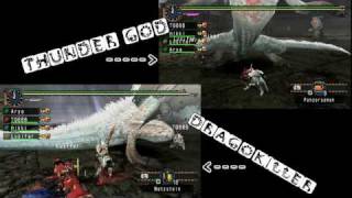 MHP2GMHFU White Fatalis vs Melee Weapons SplitScreen HD [upl. by Ecinnej]