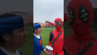 Supergirl Feeding Deadpool  Marvel Real Life [upl. by Rizika]