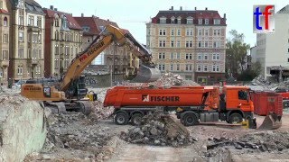 CAT 336F LN 329E LN M320F Demolition  Abbruch Olgahospital Stuttgart Germany 05042016 [upl. by Eipper]