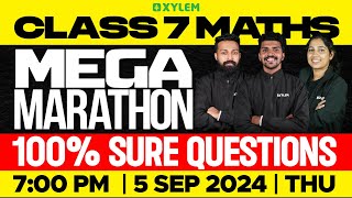 Class 7 Maths  Mega Marathon  100 Sure Questions  Xylem Class 7 [upl. by Guibert]