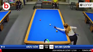 ARZU GÖK vs SELMA ŞAHİN  3 Cushion Billiards Womens Championship STAGE 2 2024 [upl. by Mahtal871]