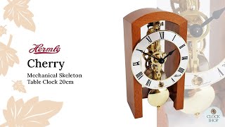 18cm Cherry Mechanical Skeleton Table Clock By Hermle [upl. by Hentrich627]