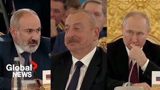 Armenia Azerbaijan leaders argue in front of Putin at Moscow meeting [upl. by Hindorff610]