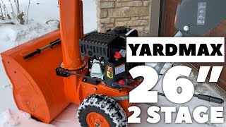 YARDMAX YB6770 26quot TwoStage Snow Blower Setup and Review [upl. by Hterag]