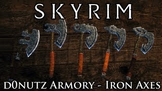 Skyrim Mod Spotlight d0nutz Armory  Iron Axes [upl. by Ykcub]