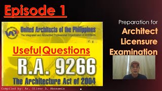 R A 9266  Episode 1  Architect Licensure Examination  ALE Review [upl. by Cynde]