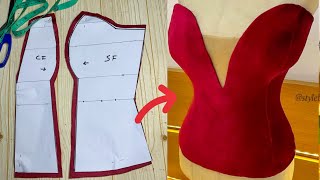 How to Draft a Bustier Pattern with a Deep NecklineEasy pattern Drafting Tutorial [upl. by Anileh93]