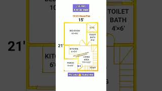 15 × 21 Ghar Ka Naksha 15 by 21 House Plan 315 Sqft 1BHK घर का नक्शा shorts houseplan homeplan [upl. by Singhal770]