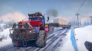 Heavy hauling in a forest  Towing a Heavy Truck  Kenworth 963  SnowRunner [upl. by Nirel]