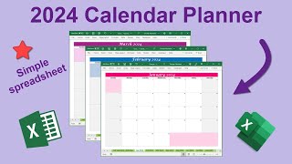 2024 Calendar Planner Spreadsheet [upl. by Ydnam918]