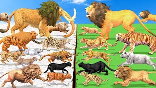 Animal Epic Battle Prehistoric Big Cats VS Modern Big Cats Tournament Animal Revolt Battle Simulator [upl. by Dorej420]