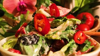 Mint Basil Tomato Romaine Salad with Garlic Cashew Dressing  Take 3 [upl. by Airtemed]