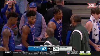 No 3 Kansas vs Michigan State Mens Basketball Highlights [upl. by Boffa]