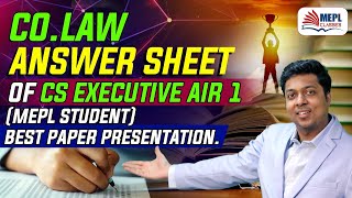 Company Law Paper Of CS Executive AIR 1  ICSI Exams  Mohit Agarwal [upl. by Chapel]