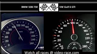 BMW 328i F30 VS VW Golf 6 GTI  Acceleration 0100kmh [upl. by Rebmak194]