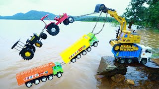 New Double Dumper And New Two Tractor Accident Pulling Out Jcb Gadi  Tractor Cartoon video  CS Toy [upl. by Barabbas]