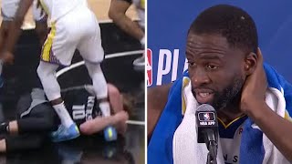 I guess leg grabs are ok  Draymond Green on getting ejected for stepping on Sabonis  NBA on ESPN [upl. by Notsgnal]