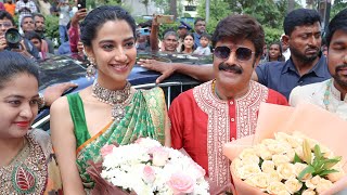 Nandamuri Balakrishna And Meenakshi Chowdhary Grand Opening vaarahi Silks  Balakrishna Dance [upl. by Langley962]