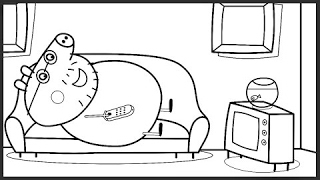 Peppa Pig Daddy Pig Watching TV Coloring Book Pages Video For Kids with Colored Markers [upl. by Gloria]