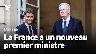 La passation de pouvoir entre Michel Barnier et Gabriel Attal [upl. by Angelle]