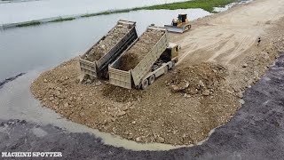 The Best Bulldzer And Dump Truck Working  Bulldozer Pushing GravelampDump Truck Dumping Gravel [upl. by Auric127]