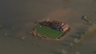 UK floods New aerial footage as water rises [upl. by Hgielar]