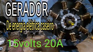 GERADOR POTENTE CASEIRO FEITO COM BOBINAS DE BOMBA DÁGUA MÁQUINA DE LAVAR ROUPA [upl. by Nosremaj704]