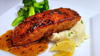 HONEY GARLIC GLAZED SALMON  recipe [upl. by Bergess]