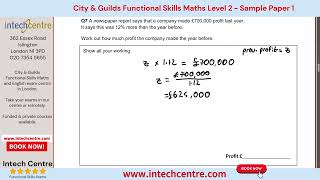 City amp Guilds Functional Skills Maths Level 2 Past Paper 1 Calculator [upl. by Adnolahs]