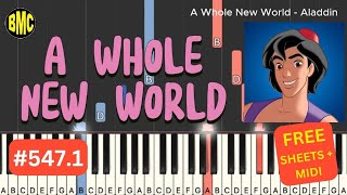 A Whole New World from Aladdin  FREE SHEETS  MIDI  MP3 audio 5471 [upl. by Sibylla]