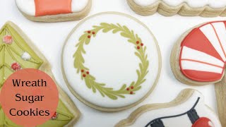 How To Decorate Easy Wreath Sugar Cookies 12 Days of Christmas [upl. by Spurgeon]