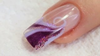 Glitter and UV Gel Swirl Nail Design Tutorial [upl. by Flint]