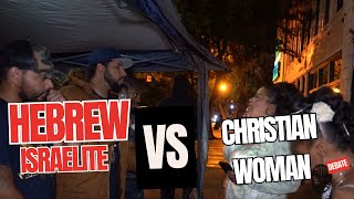 HEBREW ISRAELITE VS CHRISTIAN  WOMAN SAYS BIBLE SCRIPTURE IS WRONG IN ORDER TO SAVE EVERYONE [upl. by Sharyl462]