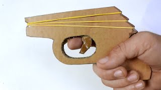 How to Make Rubber Band Gun pistol from Cardboard  Tutorials from Cardboard  DIY Gun with TEMPLATE [upl. by Eelimaj]