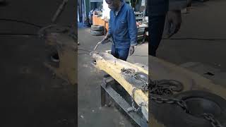 REPAIRING EXCAVATOR AXLE BY WELDING AND GRINDING AFTER MACHINING BUSHES ON THE LATH WORKSHOP JOB [upl. by Carlita]