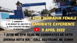 1Afsb Dehradun Female Candidate experience 11 April 2022  Stay facilityafsbssbppdtssbinterview [upl. by Landa]