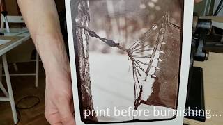 Burnishing albumen print from wet plate collodion negative [upl. by Ahsiuqel]