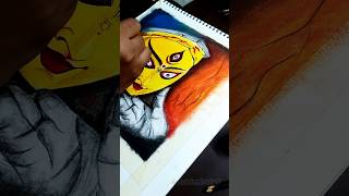 Maa Durga drawing  ailo uma barite art shorts [upl. by Burra]