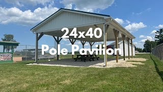 24x40 post frame pavilion with coil stock trim and liner panel ceiling [upl. by Anned]