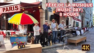 Paris 🇫🇷 Fête de la Musique Music day 2024  From Day to late Midnight  4k HDR 60fps [upl. by Felton803]