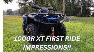 2023 CanAm Outlander 1000R XT Initial ride review [upl. by Esirehs913]