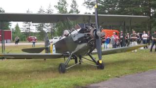 Biplane radial engine startup at Räyskälä airfield Finland [upl. by Ahsenod]