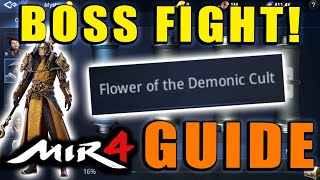 MIR4  Myriad Needle  Flower of the Demonic Cult Guide HUGE BOSS FIGHT Dusk Armado Walkthrough [upl. by Kroo]